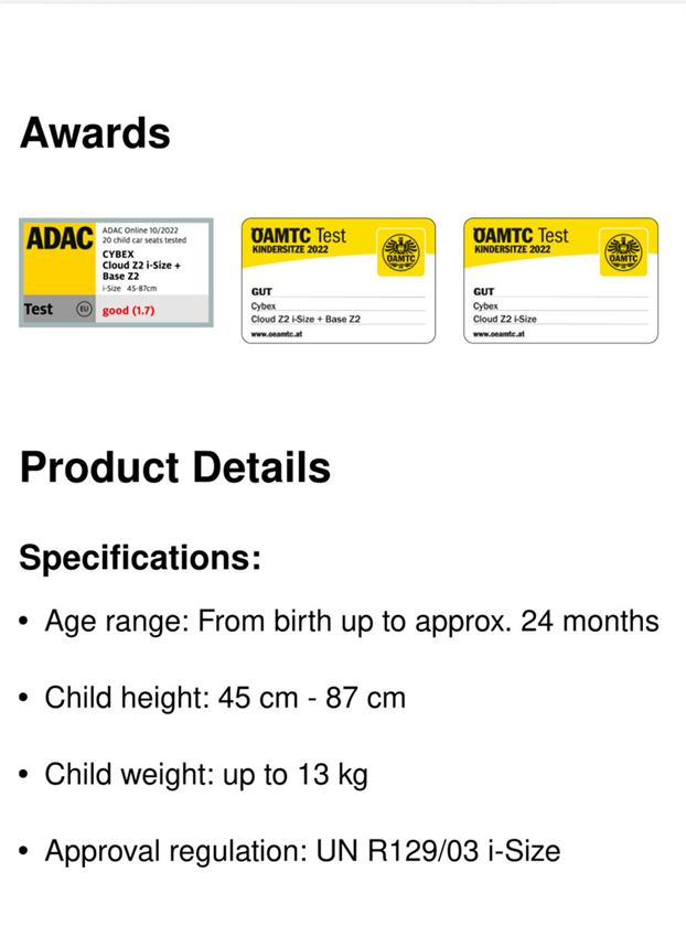 Cel mai comod si sigur scaun auto / scoica pentru nou nascuti Cybex