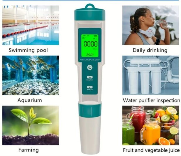 Tester de calitate a apei 7 in 1(PH, TDS, EC, Salinitate, ORP, H2, T, SG)